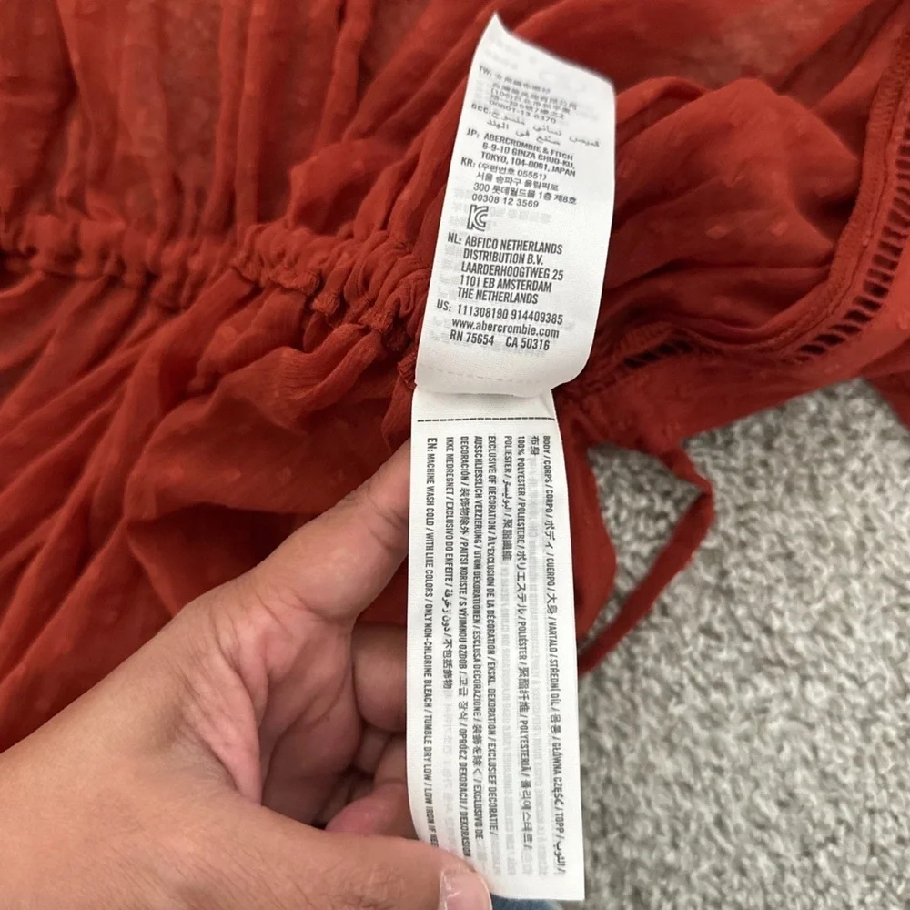 Abercrombie & Fitch Rust Maxi Cover Up Dress with Tie Waist